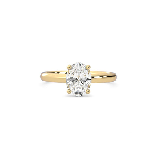 1.09ct Moissanite Oval Solitaire 10K Yellow Gold Engagement Ring