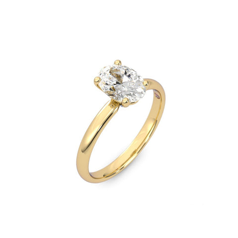 1.09ct Moissanite Oval Solitaire 10K Yellow Gold Engagement Ring
