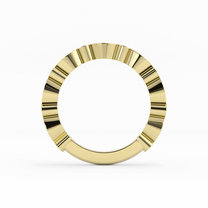 10K Yellow Gold Round Three Quarter Alternating Eyelet Lab Grown Diamond Wedding Band