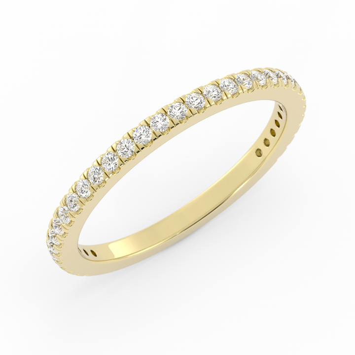 10K Yellow Gold Round Three Quarter Pave Lab Grown Diamond Wedding Band