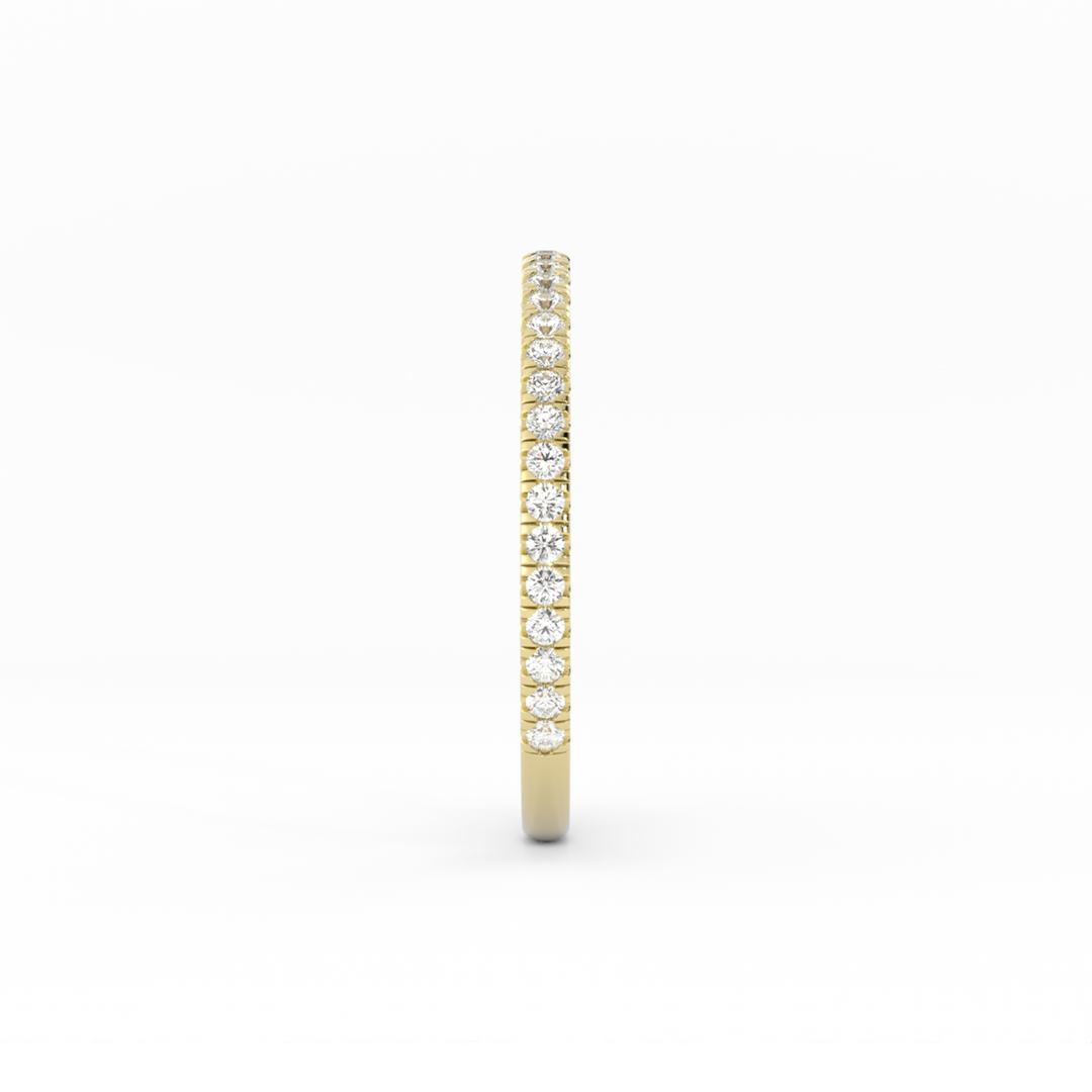 10K Yellow Gold Round Three Quarter Pave Lab Grown Diamond Wedding Band