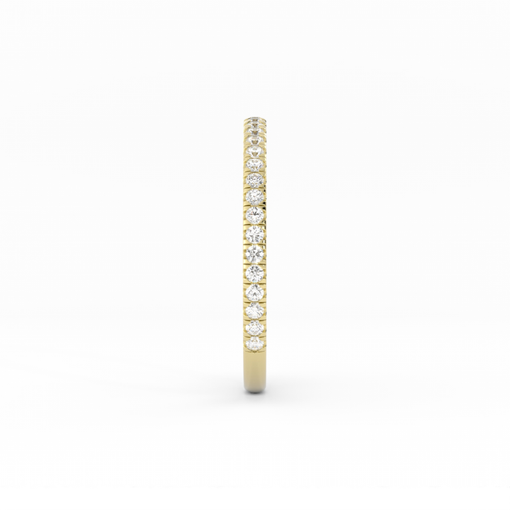 10K Yellow Gold Round Three Quarter Pave Lab Grown Diamond Wedding Band