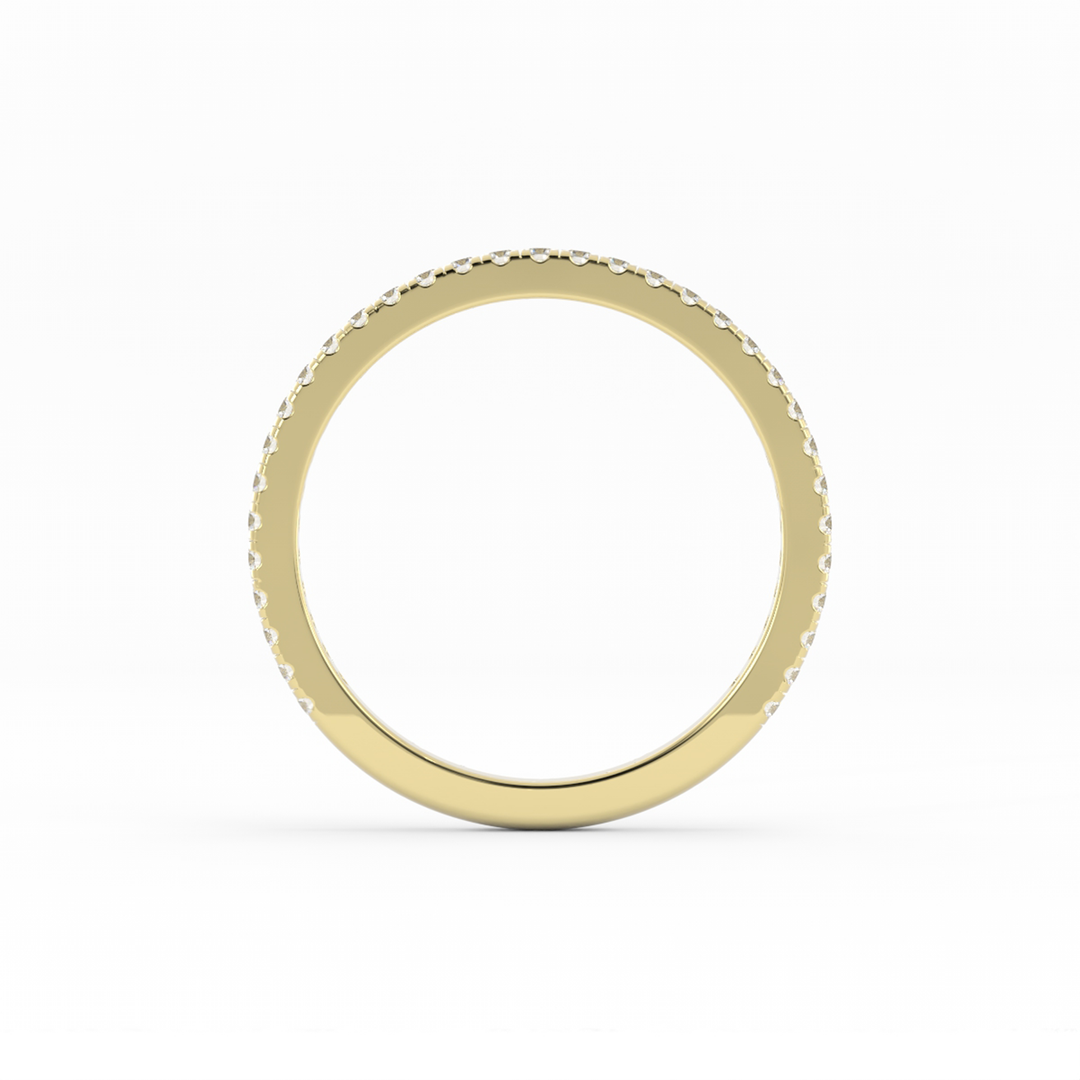 10K Yellow Gold Round Three Quarter Pave Lab Grown Diamond Wedding Band