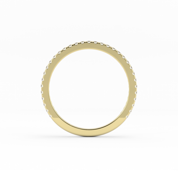 10K Yellow Gold Round Three Quarter Pave Lab Grown Diamond Wedding Band
