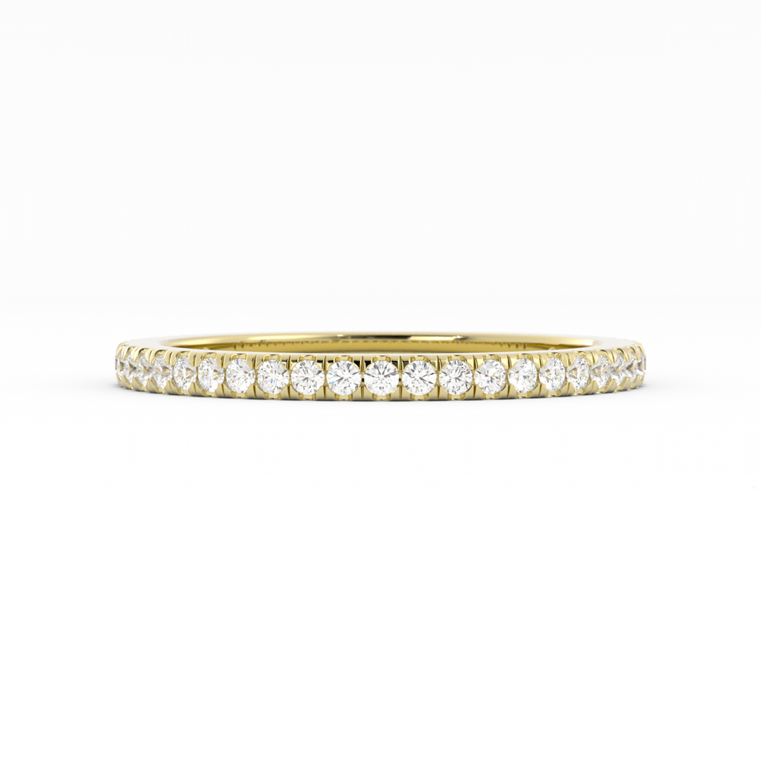 10K Yellow Gold Round Three Quarter Pave Lab Grown Diamond Wedding Band