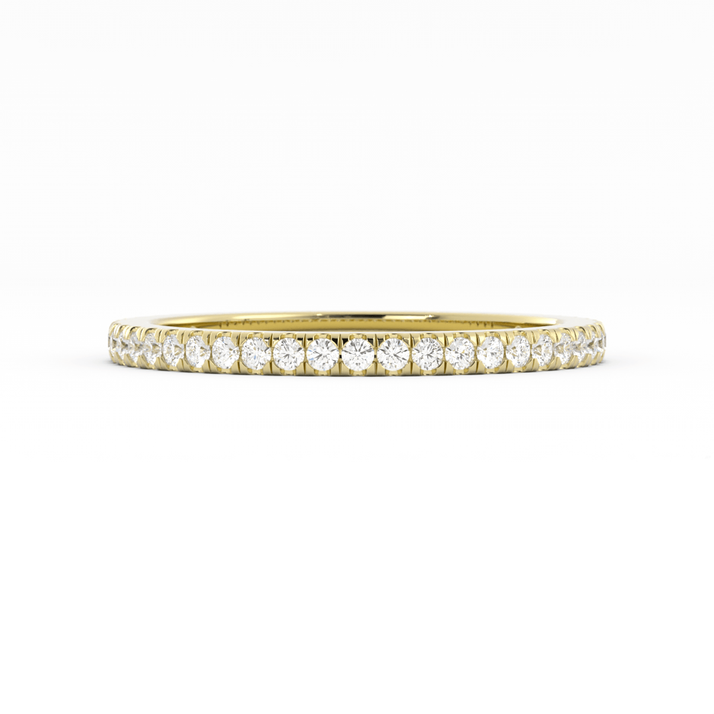 10K Yellow Gold Round Three Quarter Pave Lab Grown Diamond Wedding Band