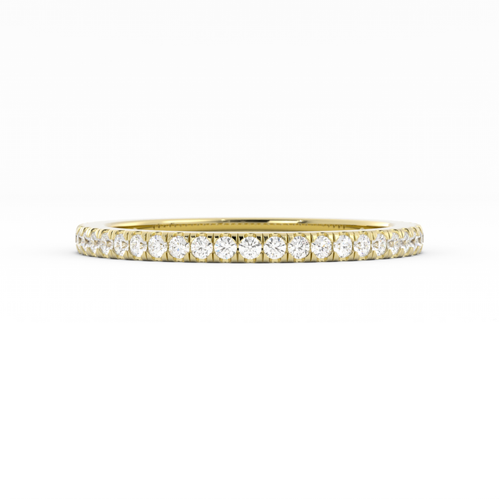 10K Yellow Gold Round Three Quarter Pave Lab Grown Diamond Wedding Band