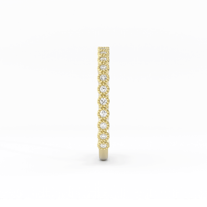 10K Yellow Gold Round Three Quarter Milgrain Lab Grown Diamond Wedding Band