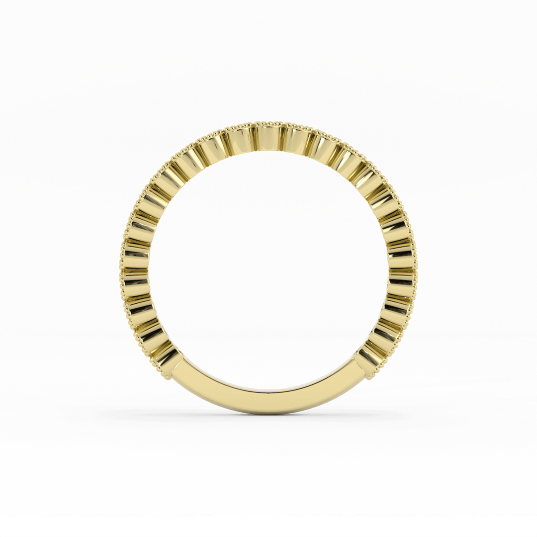 10K Yellow Gold Round Three Quarter Milgrain Lab Grown Diamond Wedding Band
