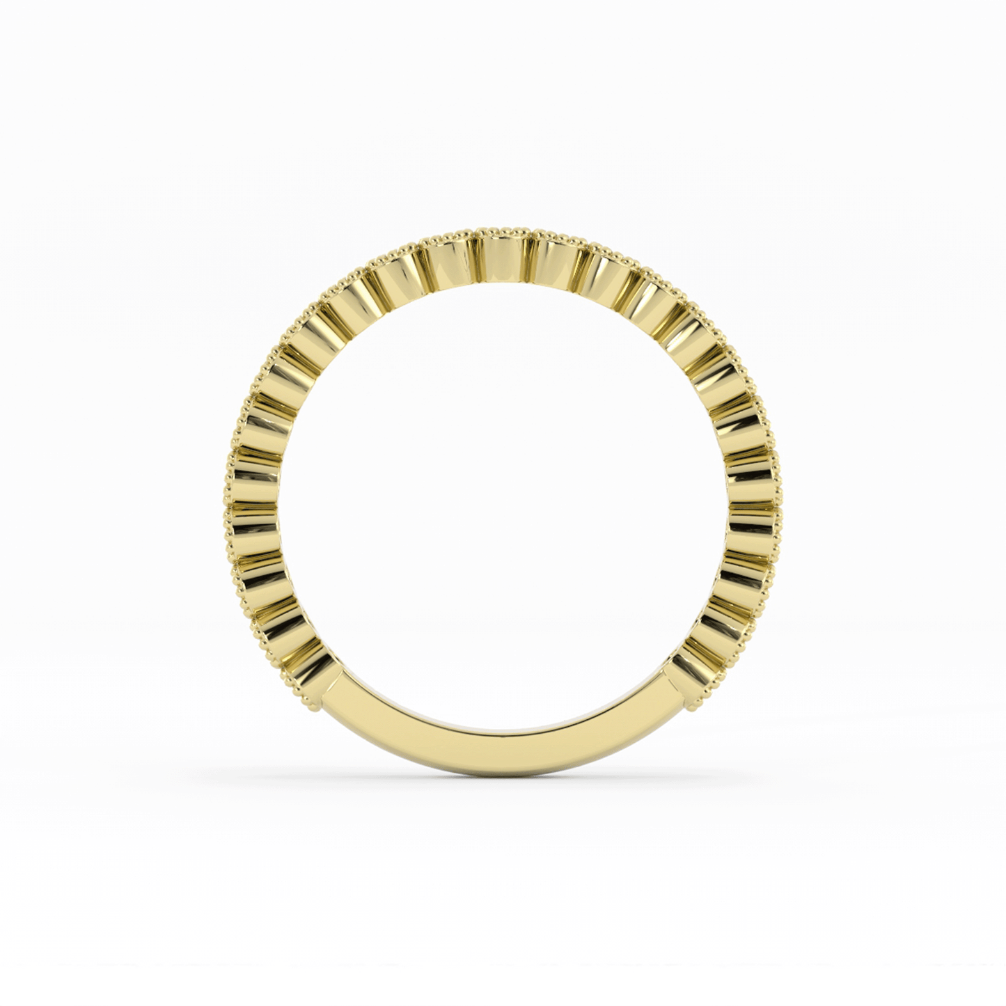 10K Yellow Gold Round Three Quarter Milgrain Lab Grown Diamond Wedding Band