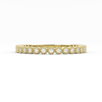 10K Yellow Gold Round Three Quarter Milgrain Lab Grown Diamond Wedding Band