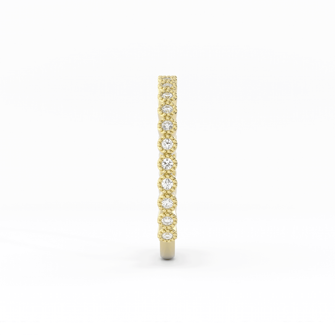 10K Yellow Gold Round Three Quarter Milgrain Natural Diamond Wedding Band