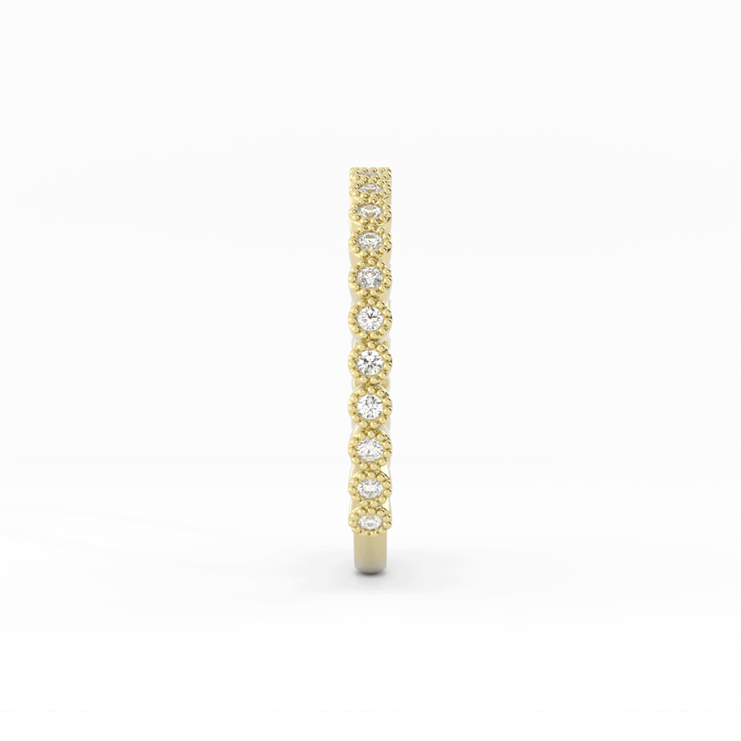 10K Yellow Gold Round Three Quarter Milgrain Natural Diamond Wedding Band