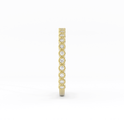 10K Yellow Gold Round Three Quarter Milgrain Natural Diamond Wedding Band