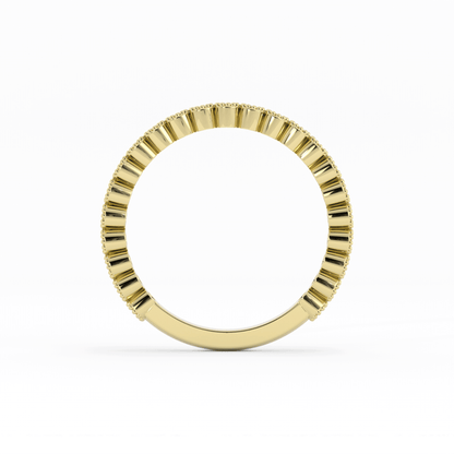 10K Yellow Gold Round Three Quarter Milgrain Natural Diamond Wedding Band