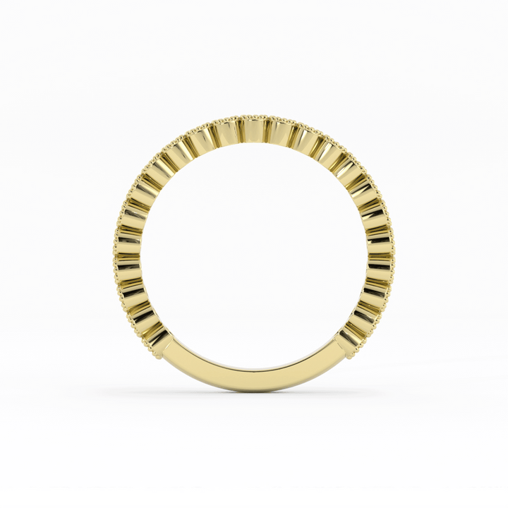 10K Yellow Gold Round Three Quarter Milgrain Natural Diamond Wedding Band