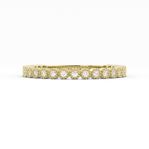 10K Yellow Gold Round Three Quarter Milgrain Natural Diamond Wedding Band