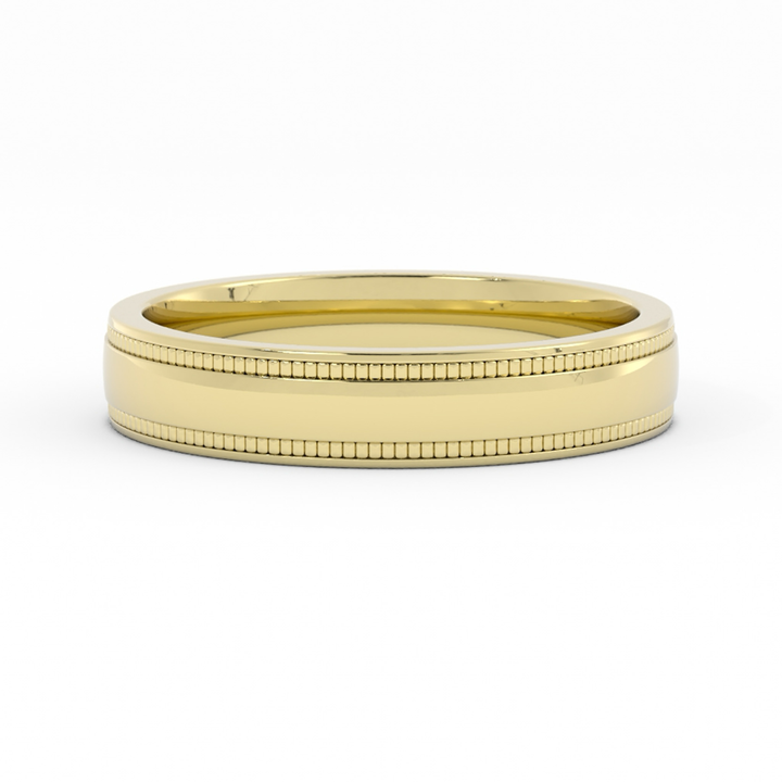 14K Yellow Gold 4mm Milgrain Domed Comfort Fit Wedding Band