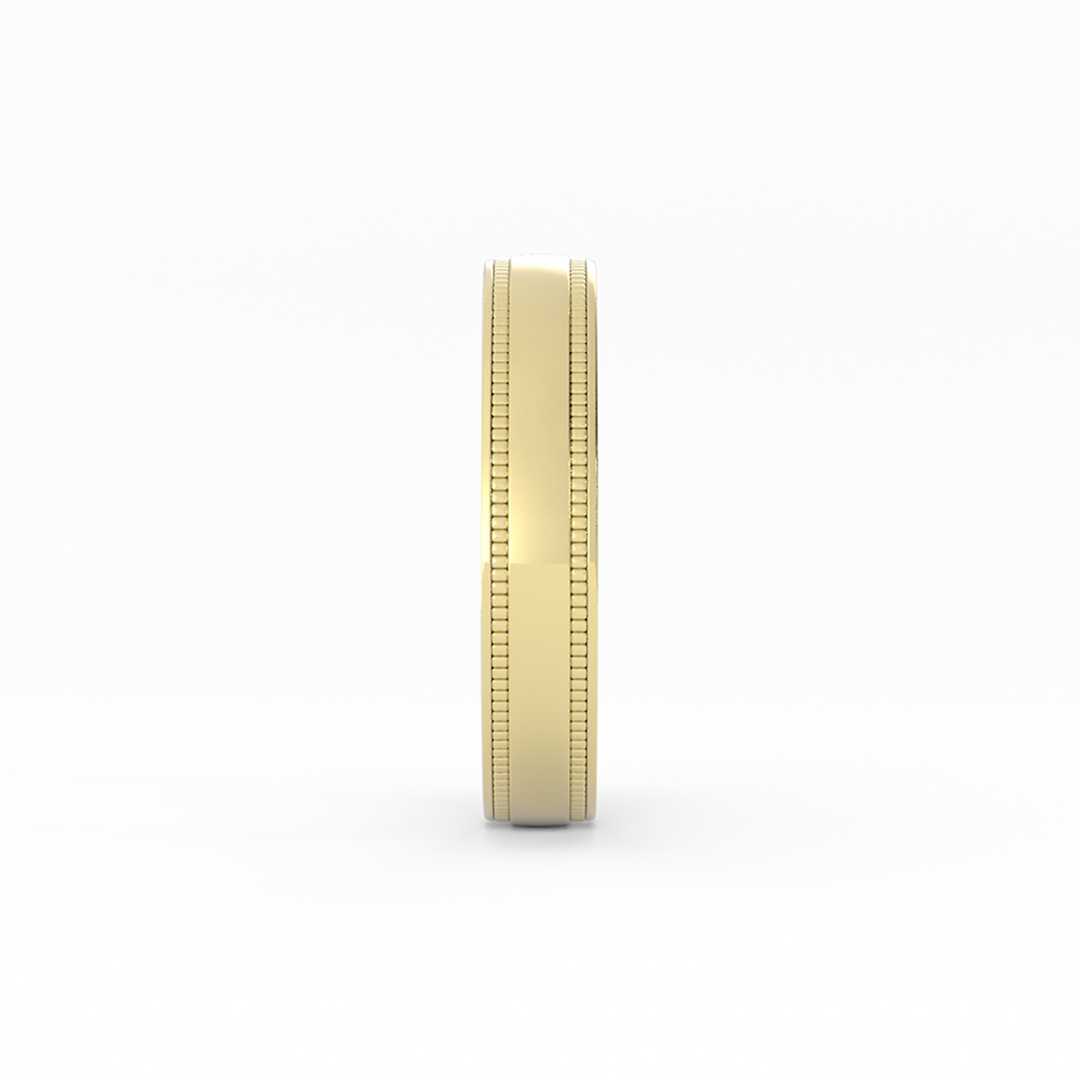 14K Yellow Gold 4mm Milgrain Domed Comfort Fit Wedding Band
