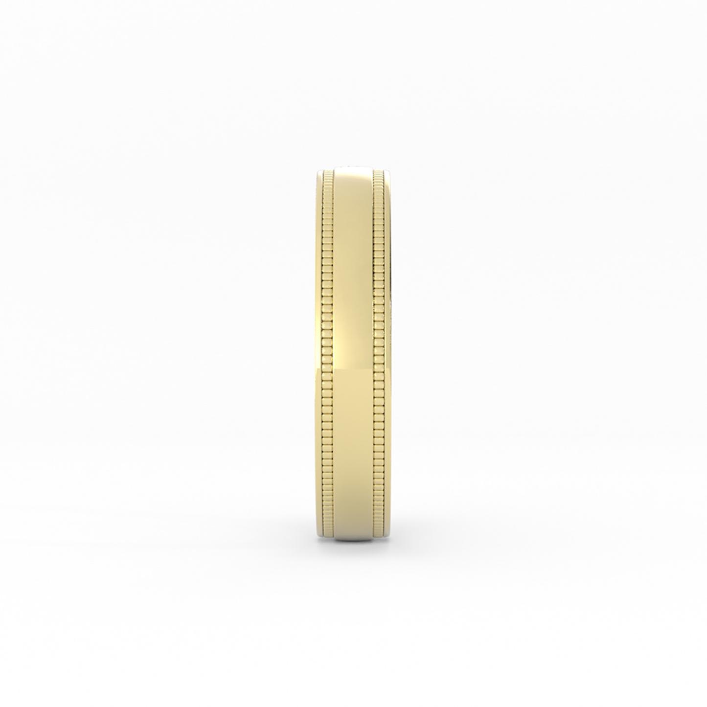 18K Yellow Gold 4mm Milgrain Domed Comfort Fit Wedding Band