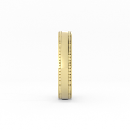 18K Yellow Gold 4mm Milgrain Domed Comfort Fit Wedding Band