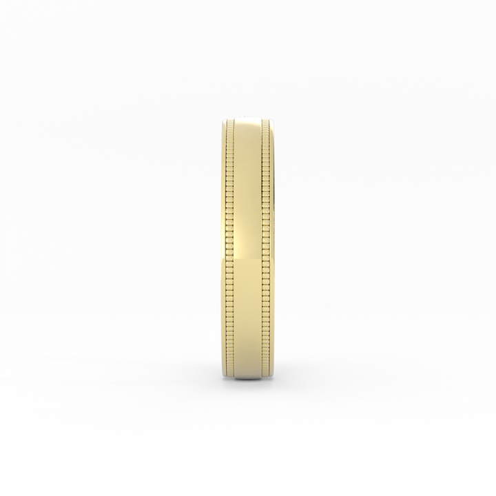 14K Yellow Gold 4mm Milgrain Domed Comfort Fit Wedding Band