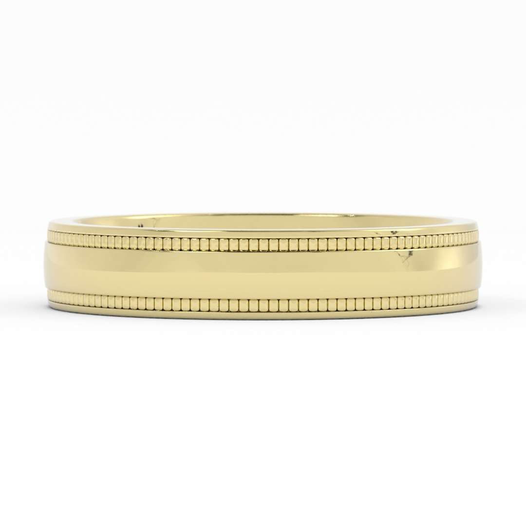 14K Yellow Gold 4mm Milgrain Domed Comfort Fit Wedding Band
