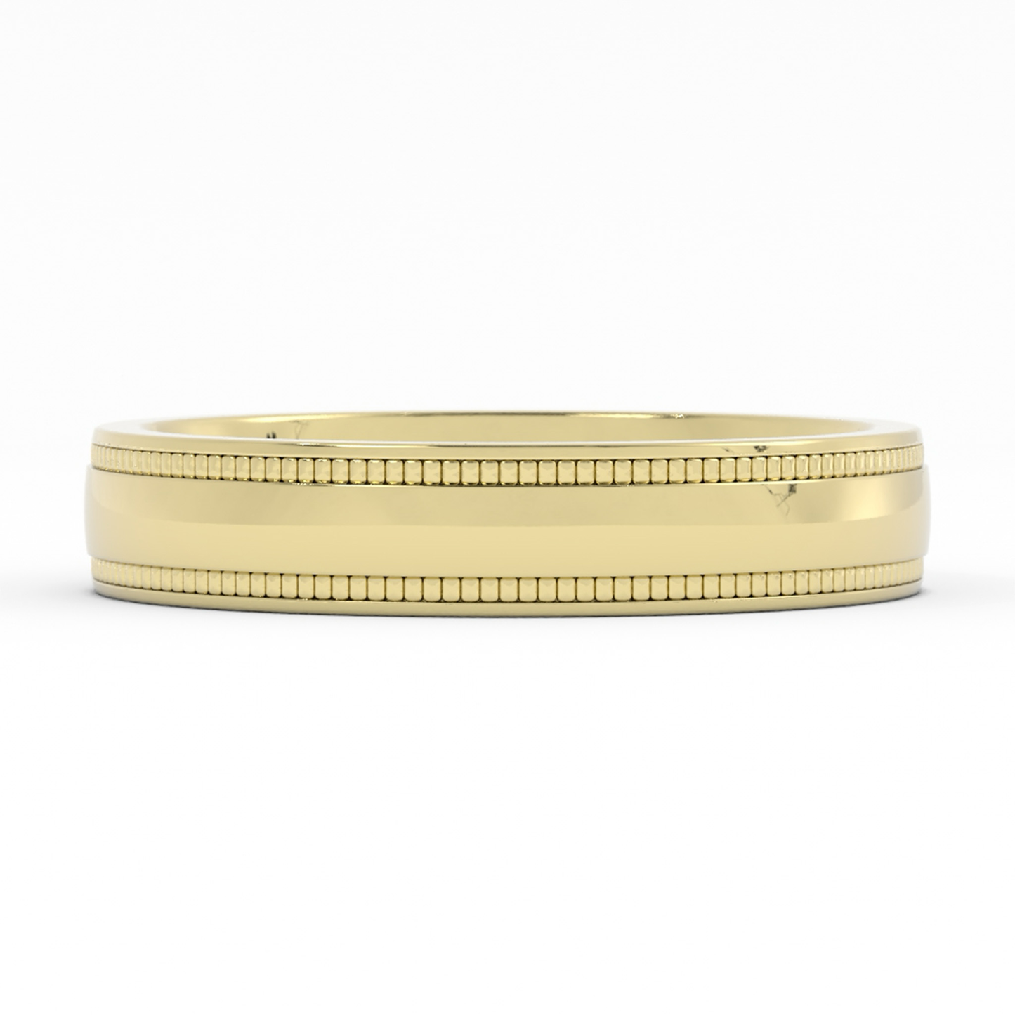 18K Yellow Gold 4mm Milgrain Domed Comfort Fit Wedding Band