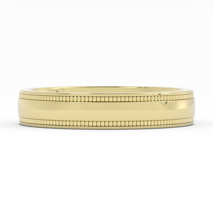 14K Yellow Gold 4mm Milgrain Domed Comfort Fit Wedding Band