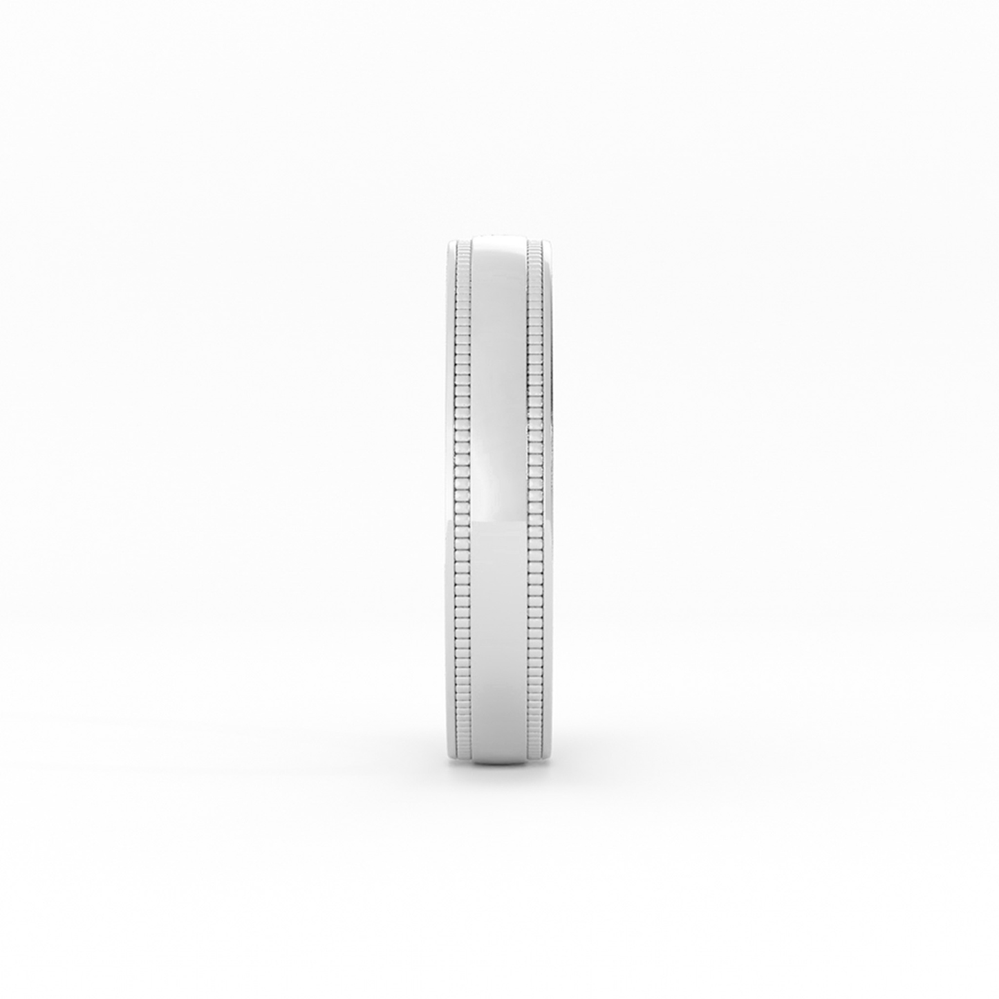 18K White Gold 4mm Milgrain Domed Comfort Fit Wedding Band