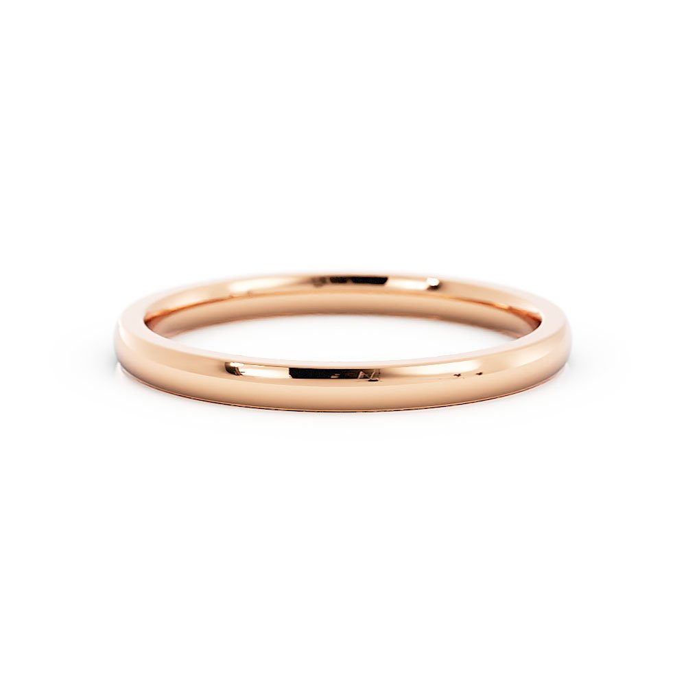 14k Rose Gold 2mm Mid-Weight Domed Comfort Fit Wedding Band