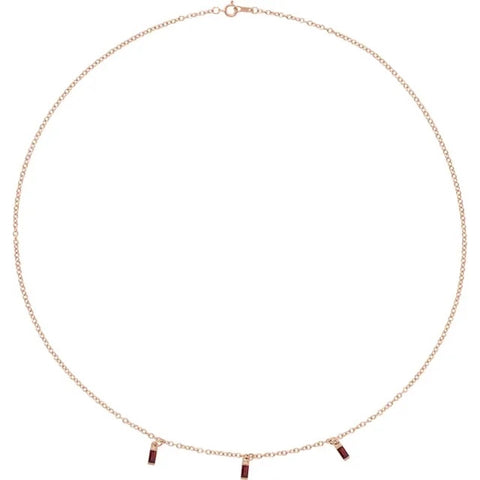 0.484 ct Garnet Three Stone Mozambique 14K Rose Gold Necklace