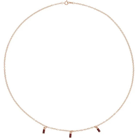 0.484 ct Garnet Three Stone Mozambique 14K Rose Gold Necklace