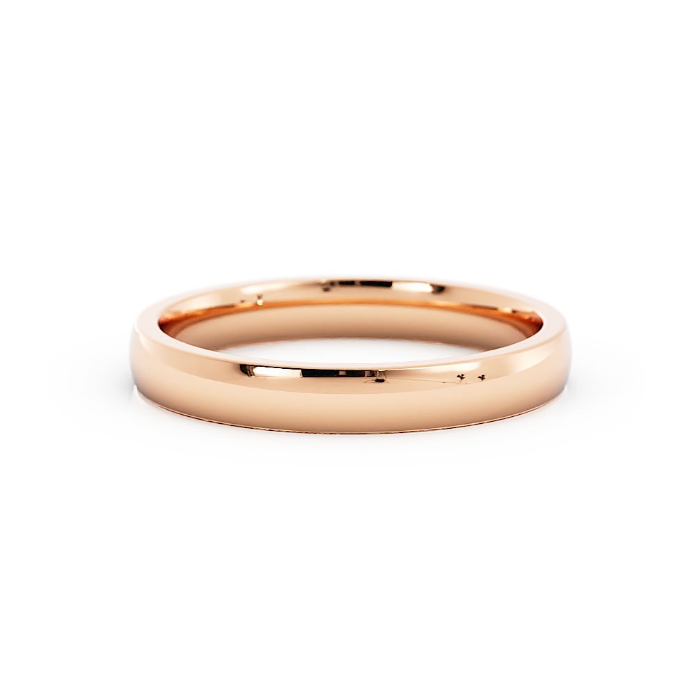 14K Rose Gold 3mm Heavyweight Domed Comfort Fit Wedding Band