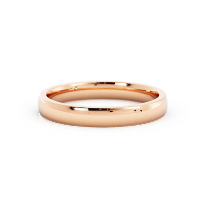 14k Rose Gold 3mm Lightweight Domed Comfort Fit Wedding Band