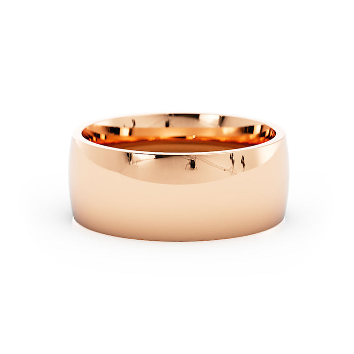 14K Rose Gold High Polish Light Domed 8mm Wedding Band