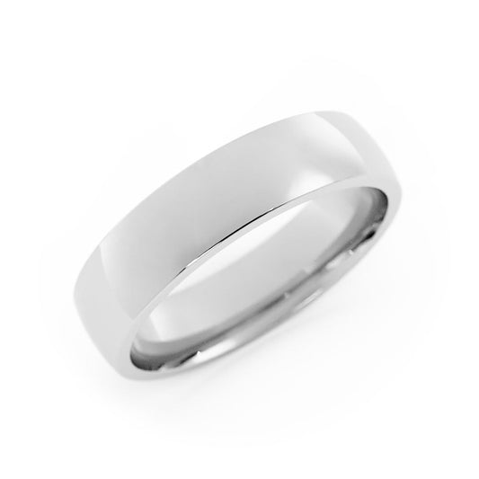 14K White Gold 5mm Mid-Weight Domed Comfort Fit Wedding Band