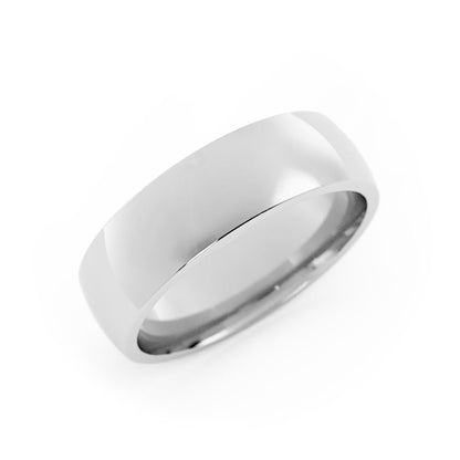 14K White Gold 6mm Mid-Weight Domed Comfort Fit Wedding Band