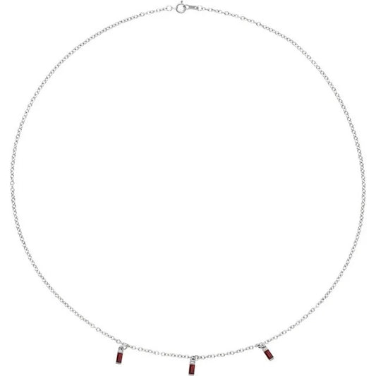 0.484 ct Garnet Three Stone Mozambique 14K White Gold Necklace