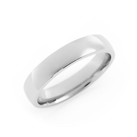 14K White Gold 4mm Lightweight Domed Comfort Fit Wedding Band