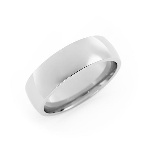 14K White Gold 6mm Lightweight Domed Comfort Fit Wedding Band