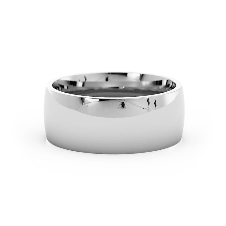 14K White Gold High Polish Light Domed 8mm Wedding Band