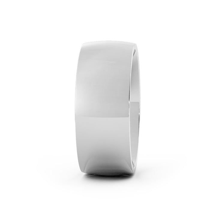 14K White Gold High Polish Light Domed 8mm Wedding Band