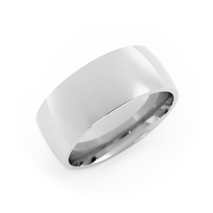 14K White Gold High Polish Light Domed 8mm Wedding Band