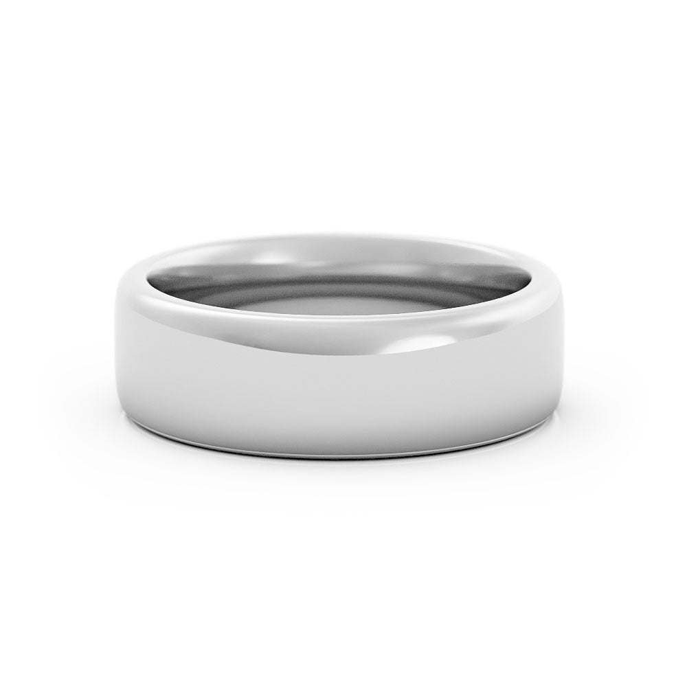 14K White Gold 6.5mm Super Heavyweight Domed Comfort Fit Wedding Band