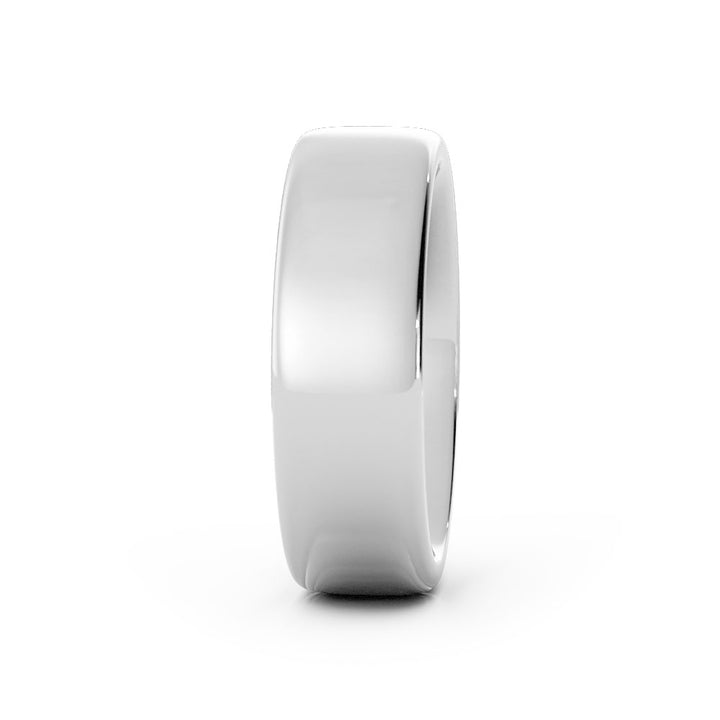 14K White Gold High Polish Low Dome 6.5mm Wedding Band