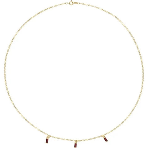 0.484 ct Garnet Three Stone Mozambique 14K Yellow Gold Necklace
