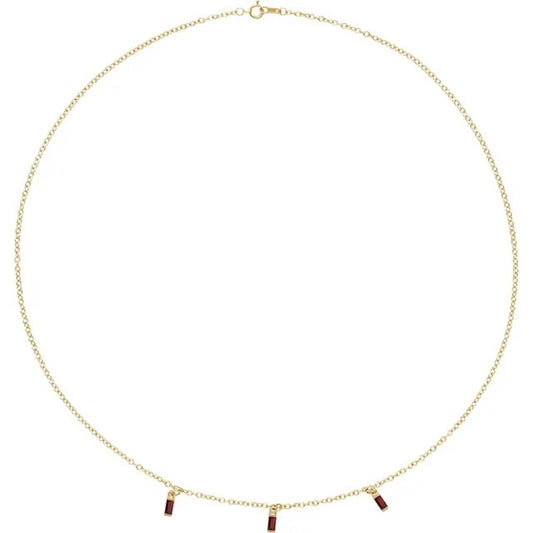 0.484 ct Garnet Three Stone Mozambique 14K Yellow Gold Necklace