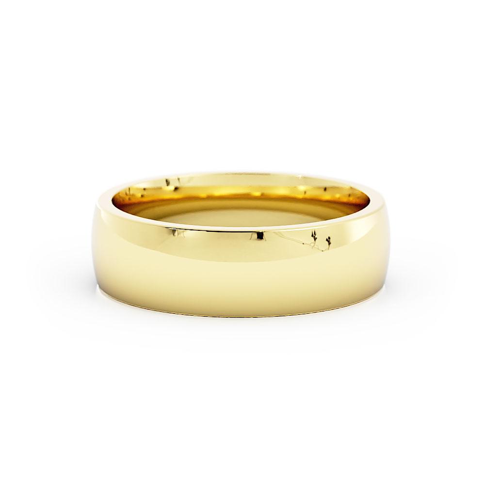 14K Yellow Gold High Polish Heavy Domed 6mm Wedding Band
