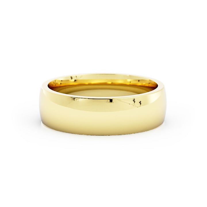 14K Yellow Gold High Polish Heavy Domed 6mm Wedding Band